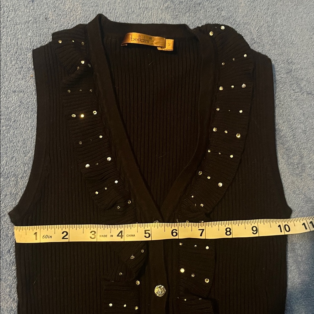 Belldini Black Sleeveless Blouse with Ruffle and Studs - Picture 5 of 6